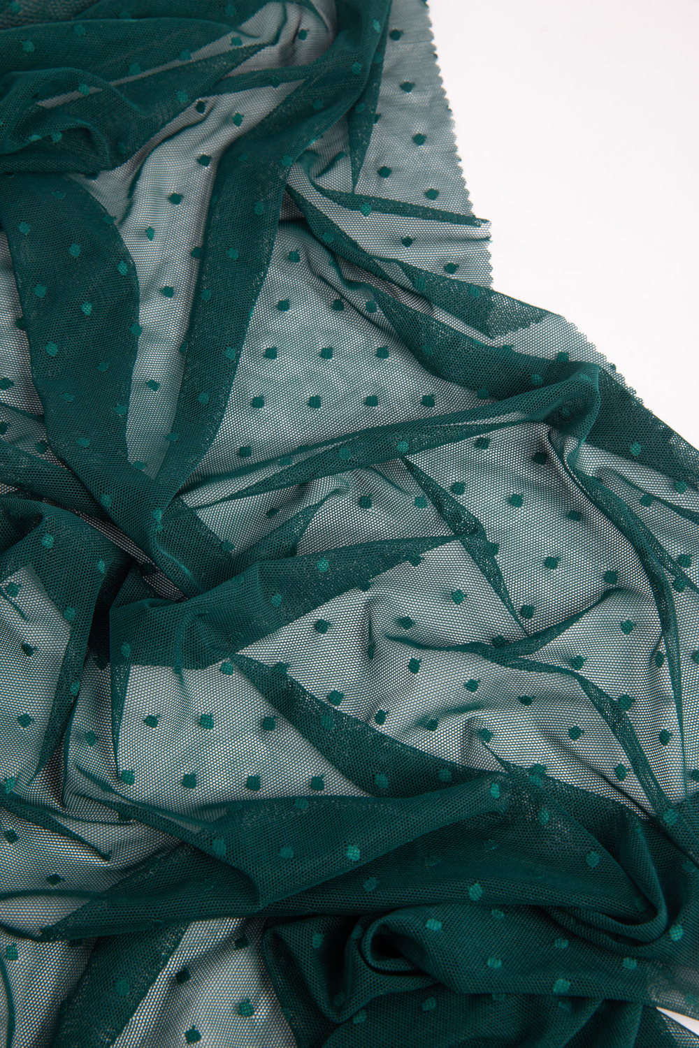 Сетка эластичная темно-зеленая в горошек 5 мм отрезом 75х50 см