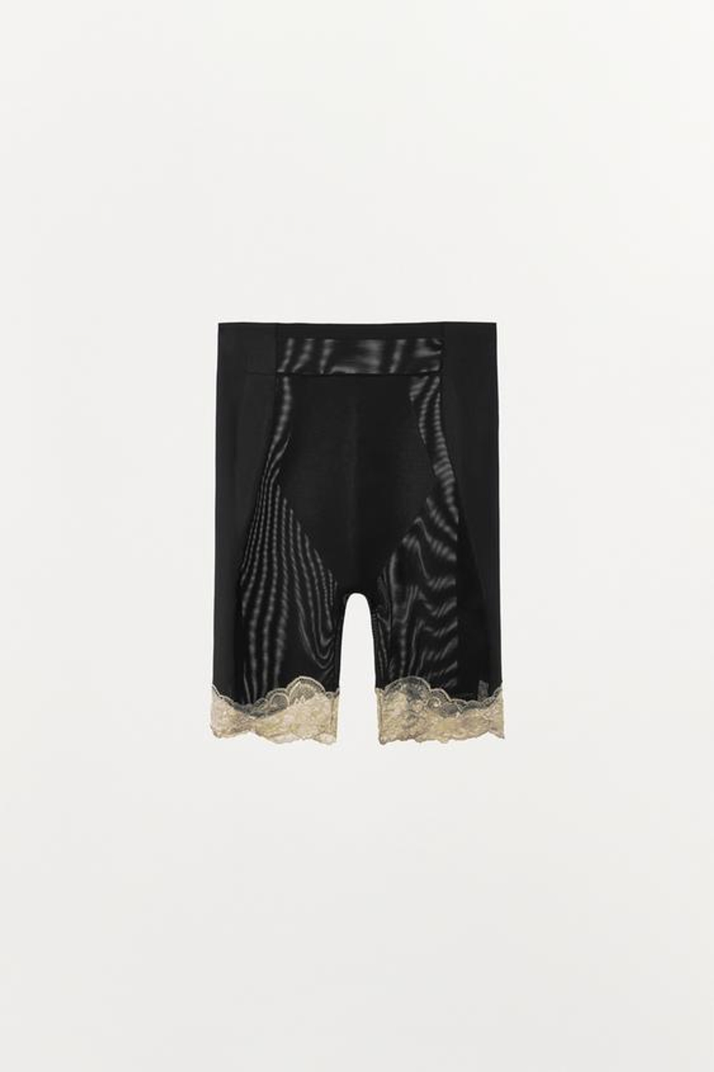 ZARA ШОРТЫ ИЗ СМЕСИ ПОЛИАМИДА И КРУЖЕВА, ЧЕРНЫЙ
