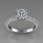 Кольцо Princess fianit round с дорожкой фианитов