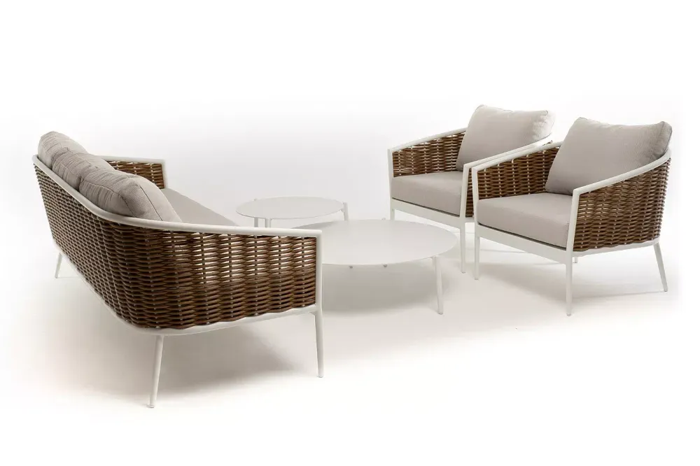 "Тоскана" лаунж-зона из искусственного ротанга, цвет соломенный