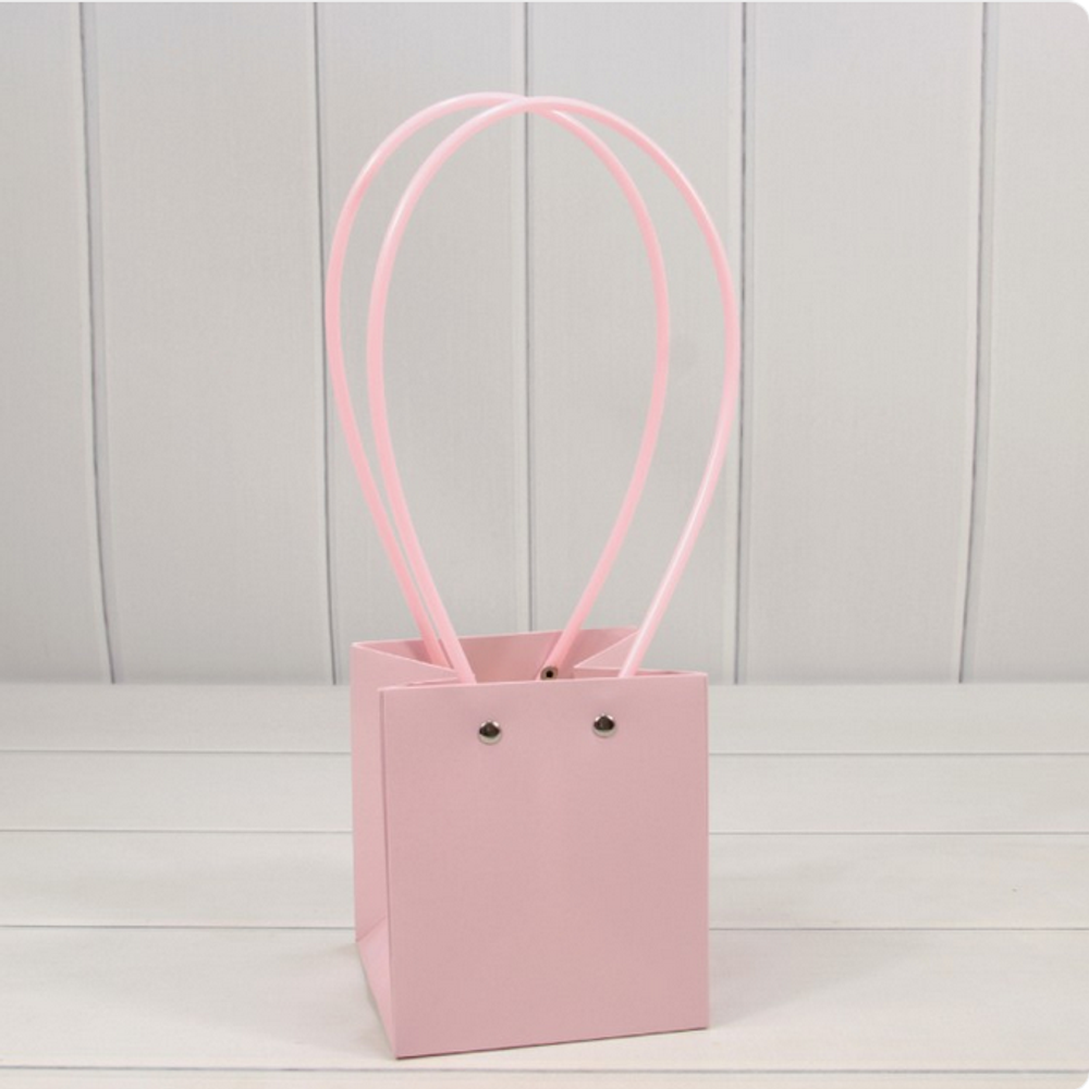 Пакет подарочный 13х11,5х11,5 Ваза для цветов (Розовый)