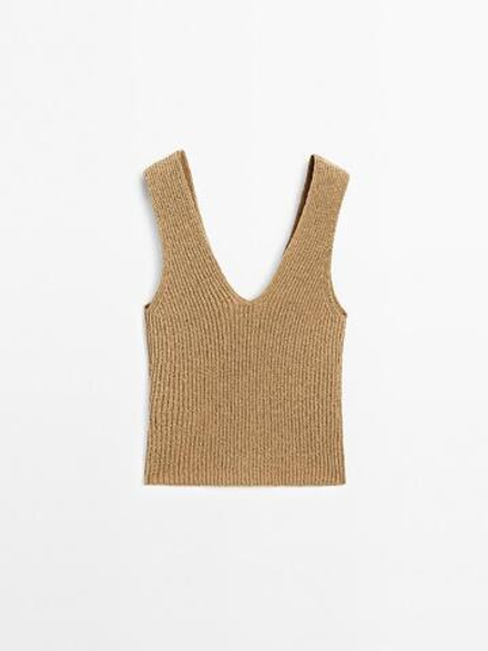 Massimo Dutti Хлопковый топ, карамельный
