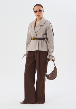 Жакет укороченный серый