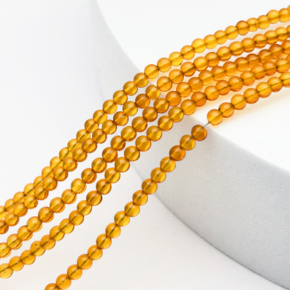 Янтарь бусины, размер 3 мм, цена за отрезок 8,5 см (1/4 нити)