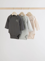 Боди с длинным рукавом для малышей Next E19-891, 3 шт., Темно-серый, Серый, Бежевый