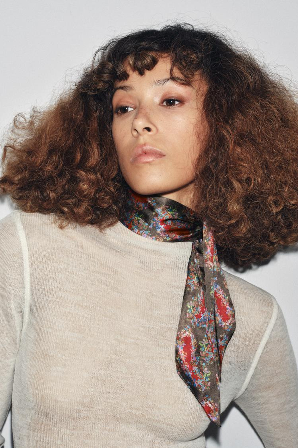 ZARA ПЛАТОК-ГАЛСТУК С ПРИНТОМ, ХАКИ