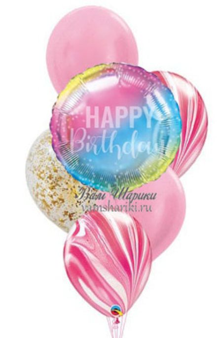 Фонтан "Розовый Happy Birthday"