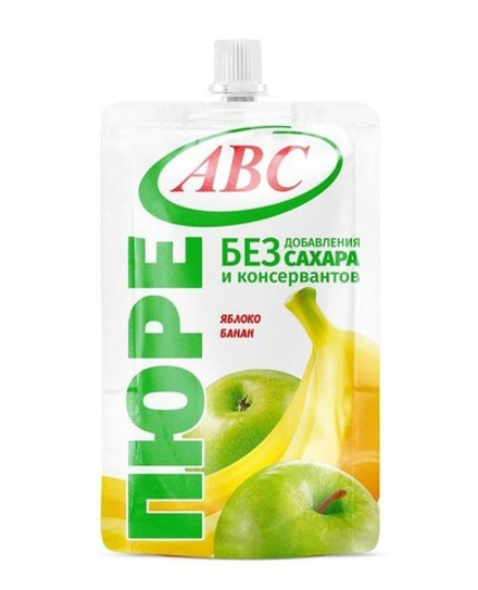 Фруктовое пюре "АВС" Яблоко-Банан без сахара 200 г. АВС
