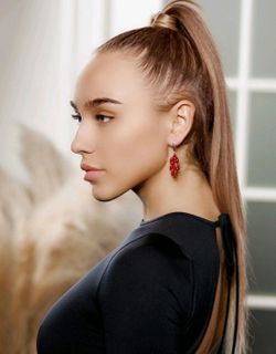 Серьги серебряные с натуральным красным кораллом Барбарис