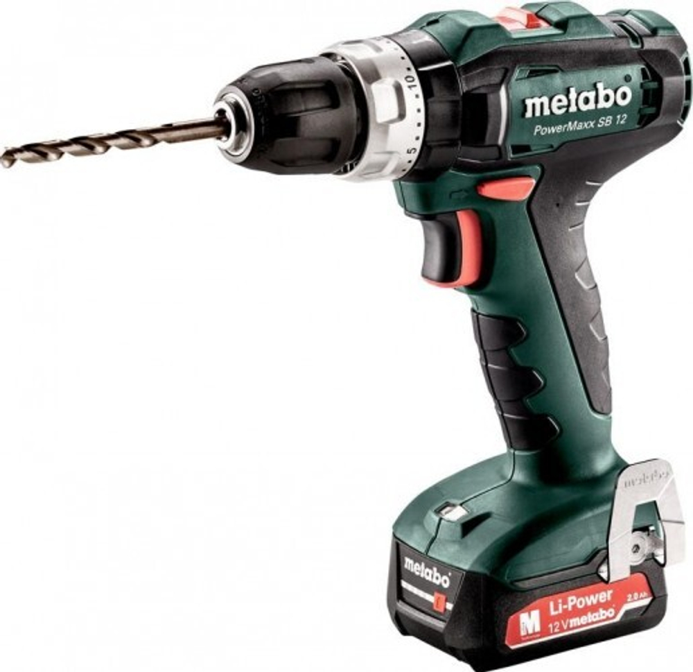 Аккумуляторная дрель-шуруповерт METABO PowerMaxx SB 12 2x2.0 Ач, ударная 601076500