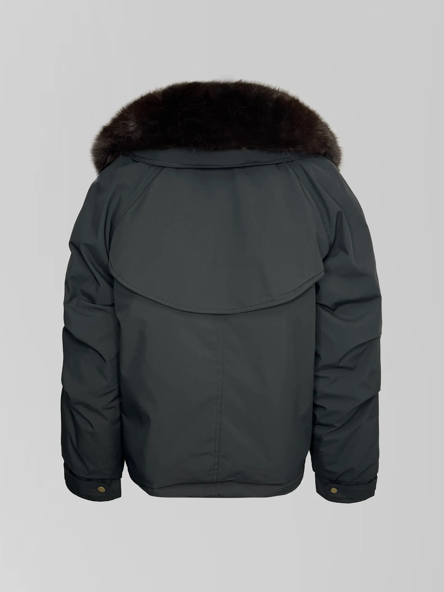 Куртка-парка Classic 8837 однотонная на молнии с воротником из меха