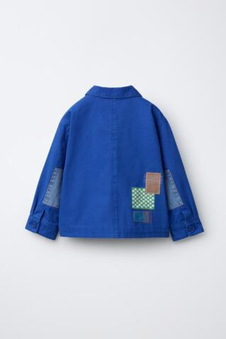 ZARA КУРТКА-РУБАШКА С НАШИВКАМИ, ЯРКО-СИНИЙ
