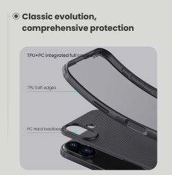 Усиленный противоударный чехол черного цвета от Nillkin для iPhone 17, серия Super Frosted Shield Pro
