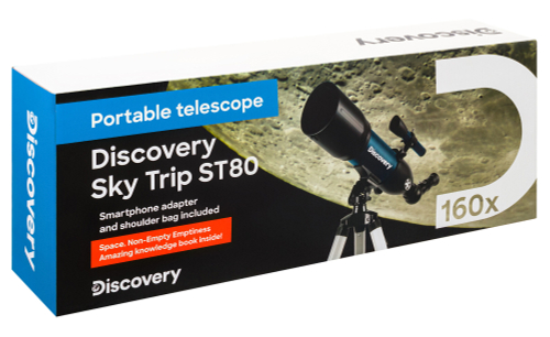 Телескоп Levenhuk Discovery Sky Trip ST80 с книгой Космос. Непустая пустота и держателем для смартфона