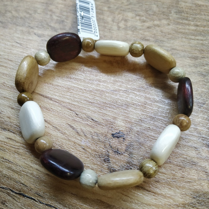 Браслет Камешки, дерево, цвет ассорти, ширина 1,3 см