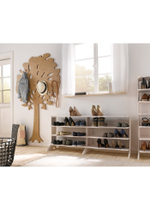 Обувница 132х30х58, Твист, стеллаж для обуви в прихожую, массив сосны, белый воск, Dipriz