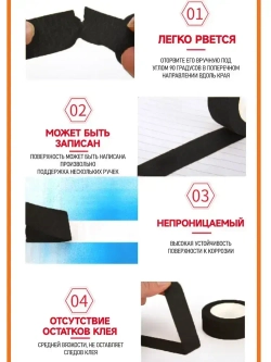 Малярная лента чёрная 5 шт. 20 мм для ремонта/DIY