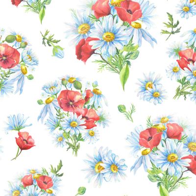 Букет из ромашек и маков