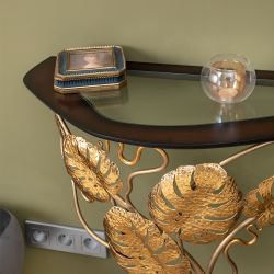 Консоль Monstera Deliciosa Glass (Монстера) Каштан Амбер