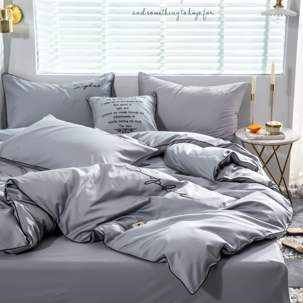 2-спальное постельное белье из сатина Серая гладь