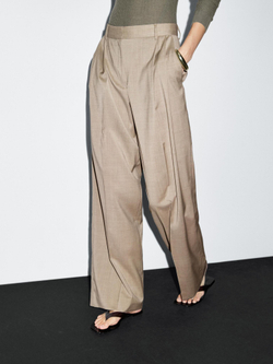 Massimo Dutti Брюки из 100% шерсти с вытачками, бежевый