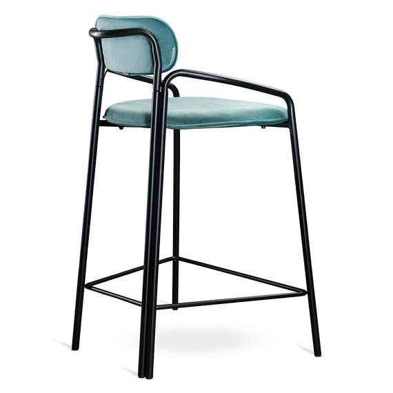 Полубарный стул Ror, Round, светло-бирюзовый велюр