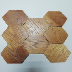 Деревянная мозаика для стен Wood Mosaic 3Д Термоясень Гексагон угол