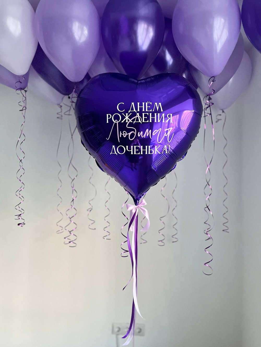 Воздушные шары под потолок россыпью сиреневый/фиолетовый №3803