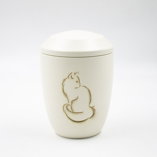 Урна для праха животных "Камелия" мини Лазер Кошка слон. кость