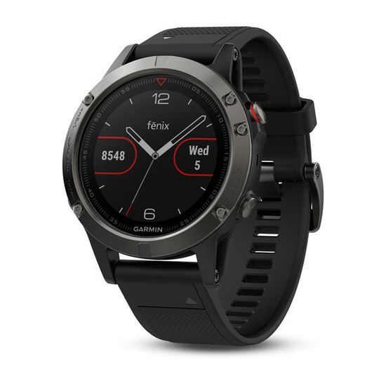 Умные мужские спортивные часы Garmin Fenix 5 - серые с черным ремешком 010-01688-00