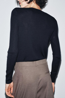 ZARA КАРДИГАН ИЗ 100% ШЕРСТИ В РУБЧИК, МОРСКОЙ СИНИЙ