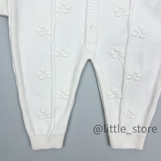 Комбинезон вязаный с шапочкой "Нежность", молочный