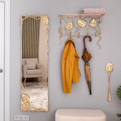 Зеркало настенное Monstera Deliciosa (Монстера) 140 Айвори Мраморное золото