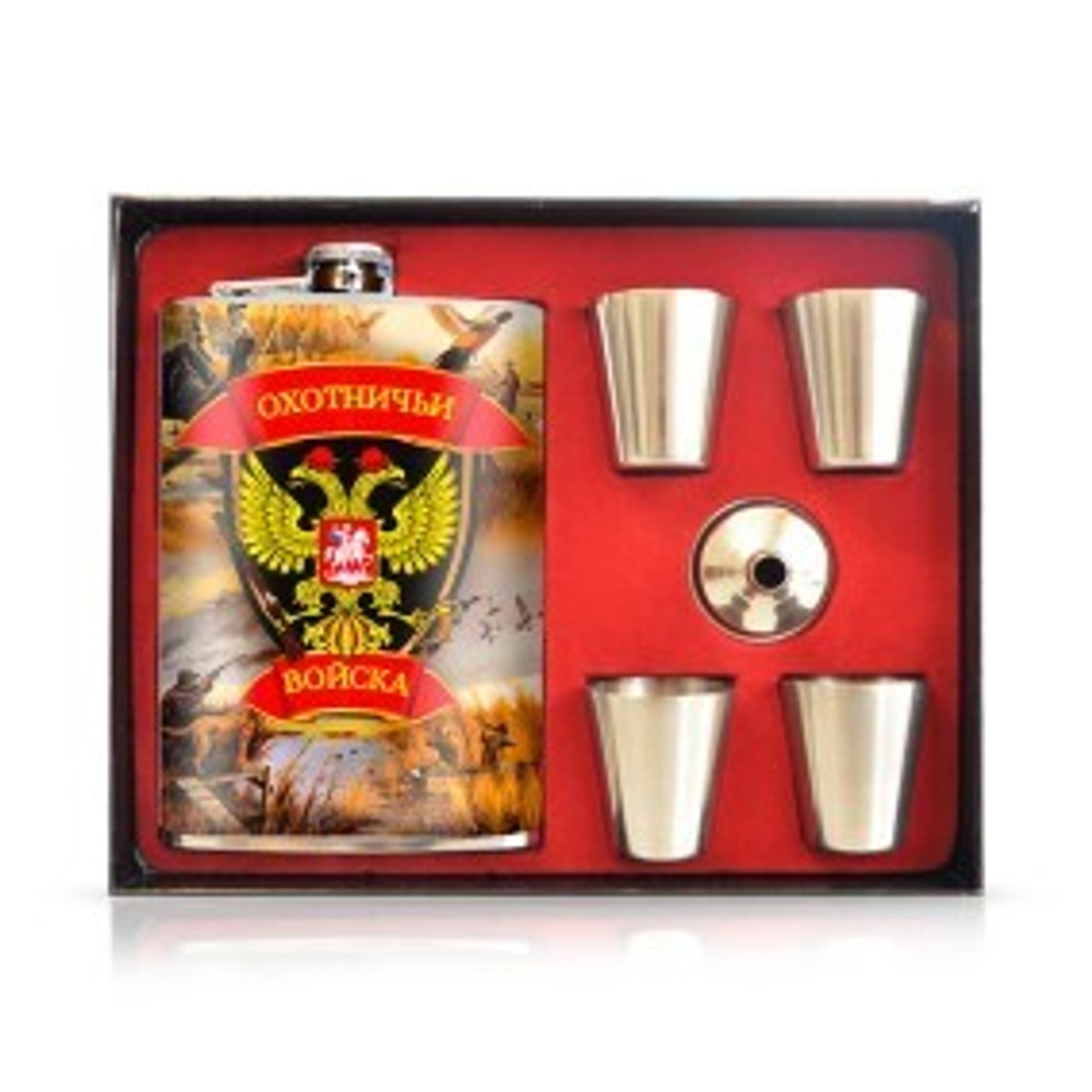 Набор подарочный Фляга и стопки Охотничьи войска