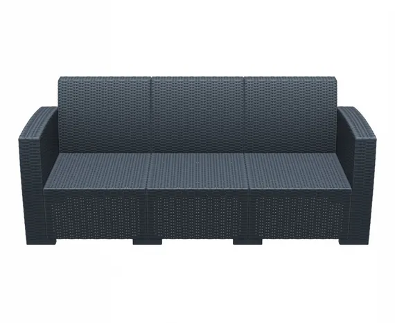 Диван пластиковый плетеный трехместный Monaco Lounge XL, антрацит