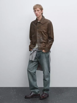 Massimo Dutti Замшевая куртка из овечьей кожи, коричневый