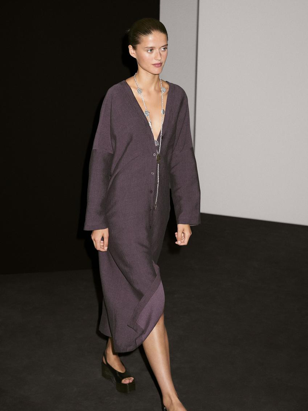 Massimo Dutti Длинное платье-туника, фиолетовый