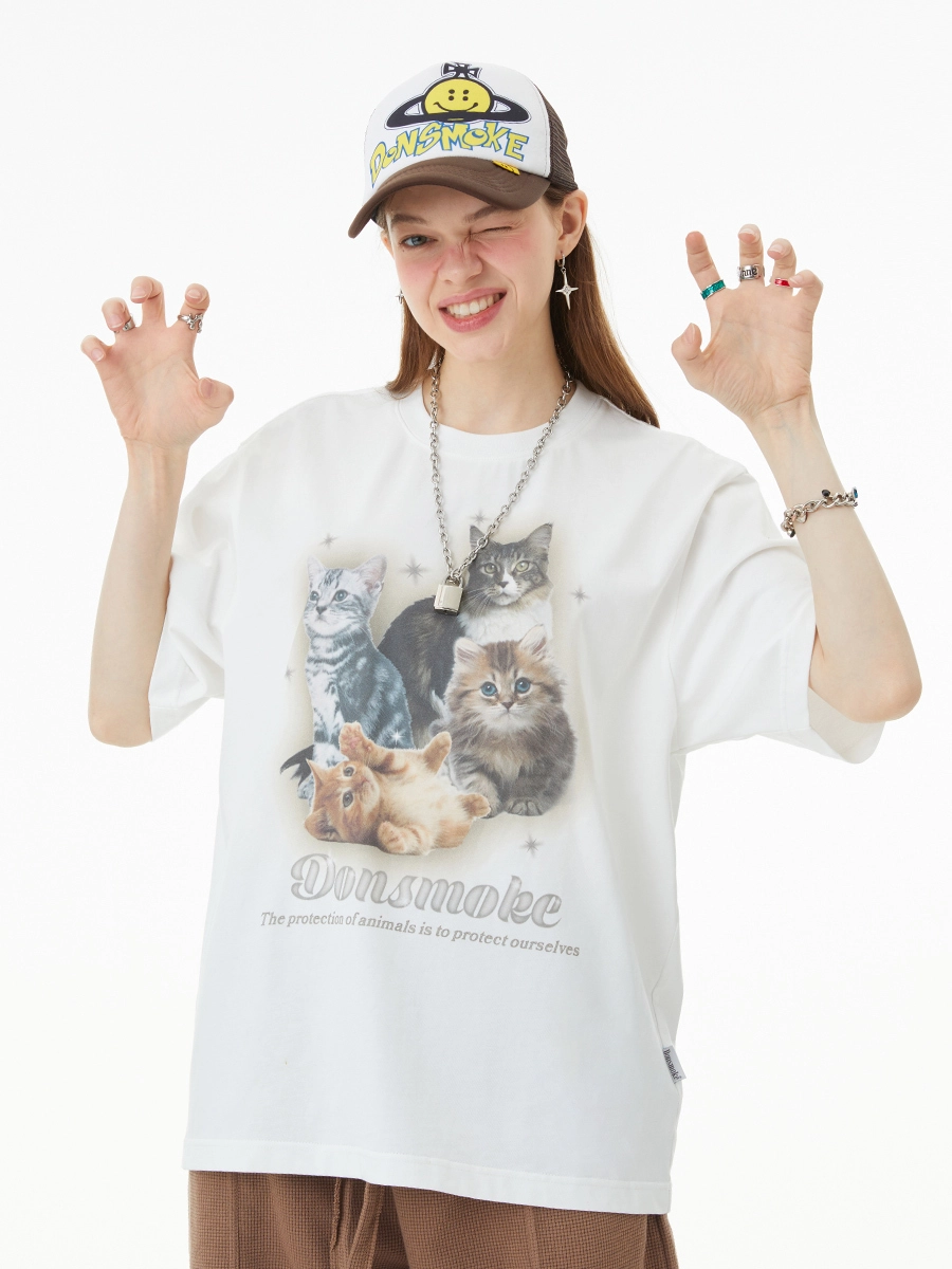 [FROM MOSCOW] Футболка DONSMOKE "Dogs N' Kitty" Oversized Tee