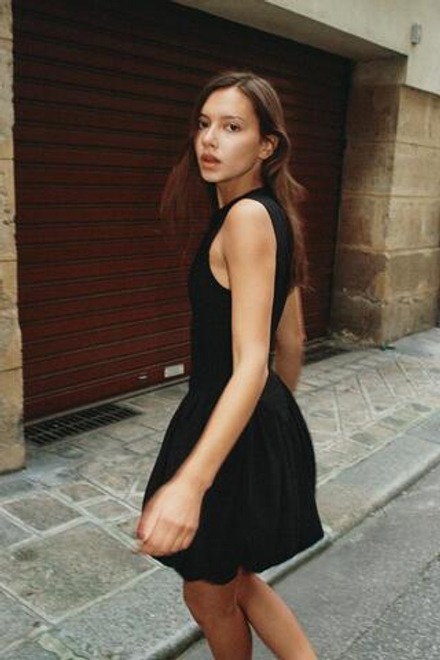 ZARA КОРОТКОЕ ПЛАТЬЕ-БАЛЛОН, ЧЕРНЫЙ