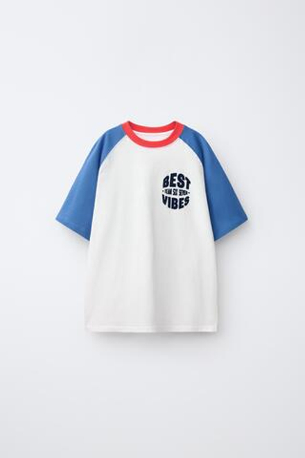 ZARA ФУТБОЛКА С РУКАВАМИ РЕГЛАН TEAM SIX SEVEN, БЕЛЫЙ