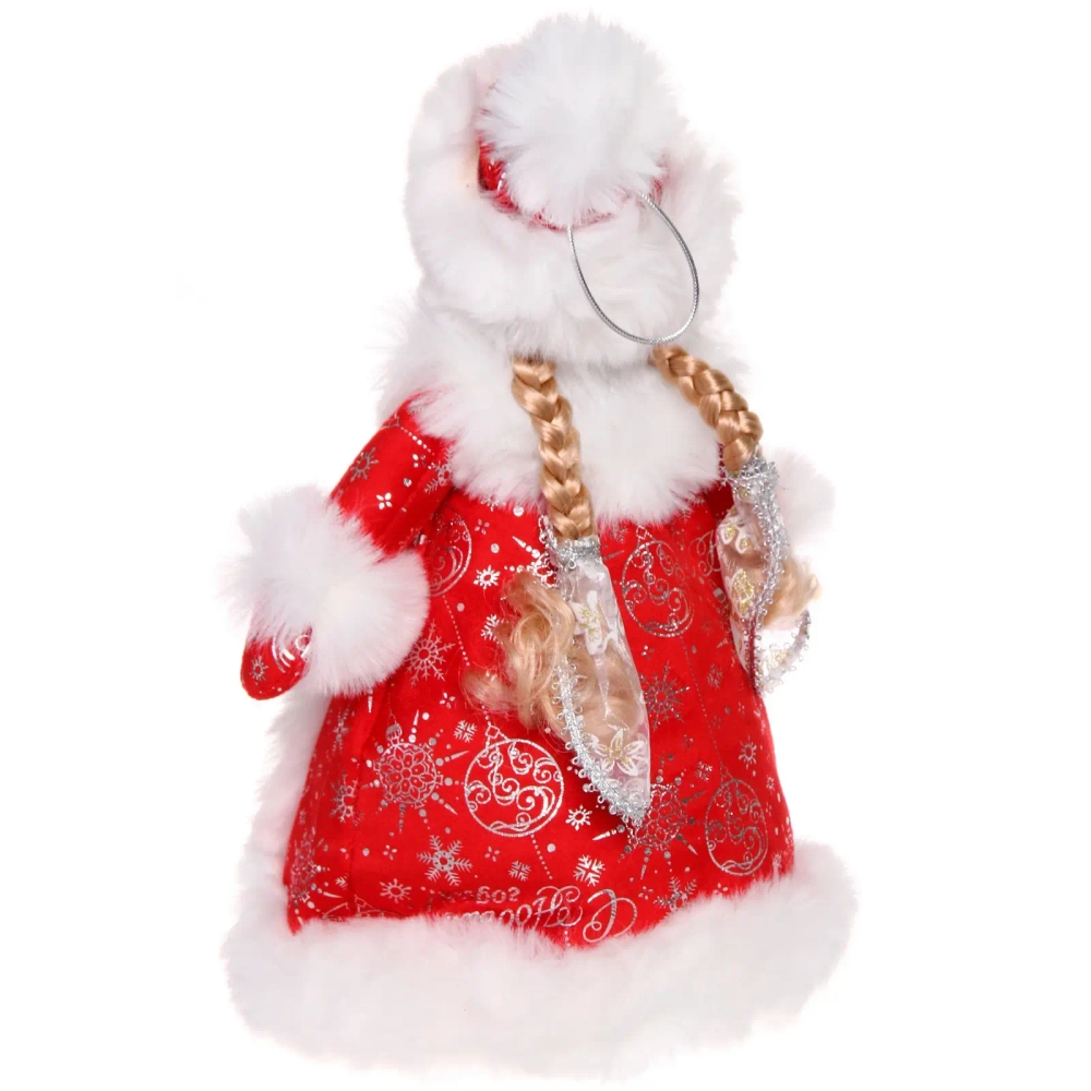 Снегурочка для подарков и конфет «Кому подарки?» 30 см (красная шубка)