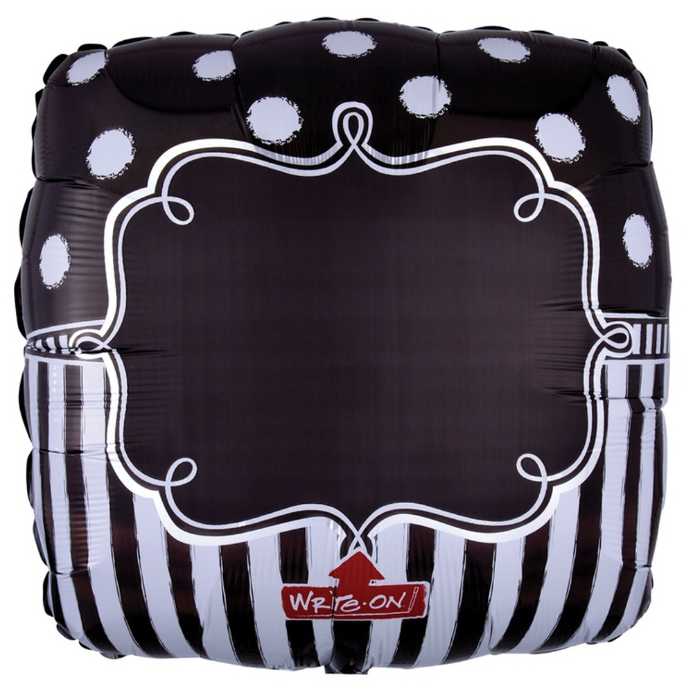 Шар Фольгированный Квадрат с маркером (Черный)