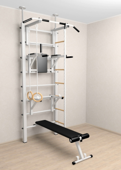 Шведская стенка Sv Sport враспор (Турник стандарт/Брусья/Стойка/Скамья/Канат/Кольца/Лестница)