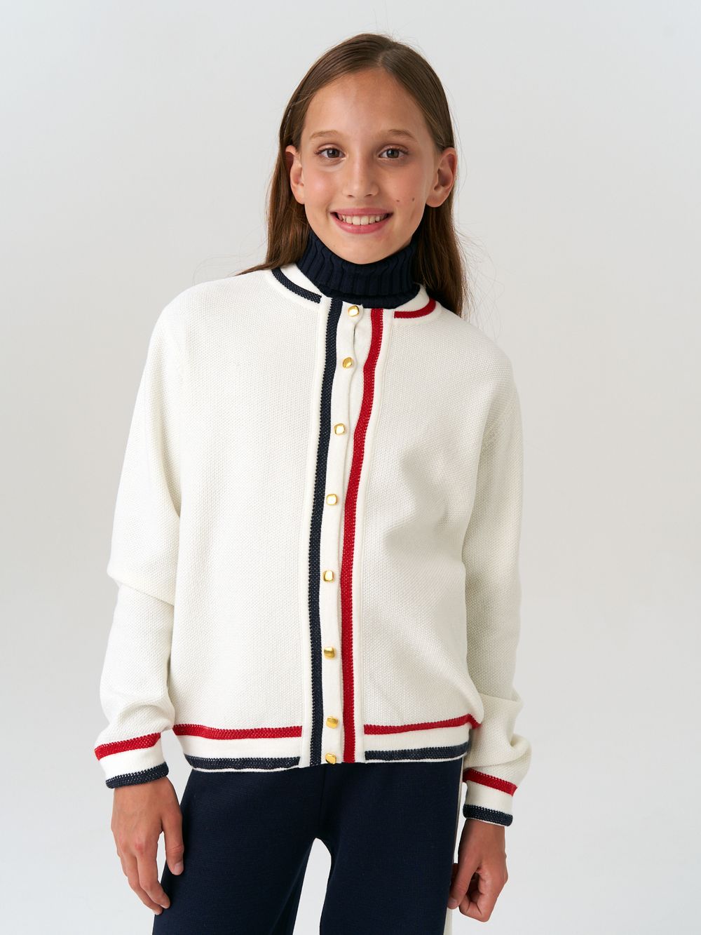 Кардиган бомбер для девочки AT1025 молочный