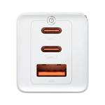 Сетевое зарядное устройство Baseus GaN5 Pro Fast Charger 2C+U 65W, White (CCGP120202)