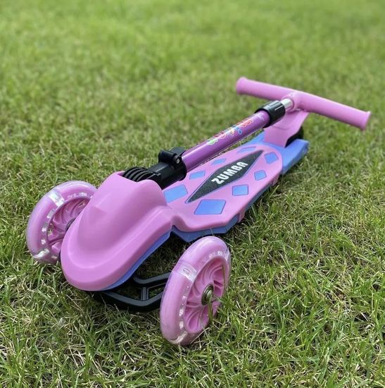 Самокат трехколесный со светящимися колесами Micar Zumba 2022 розовый