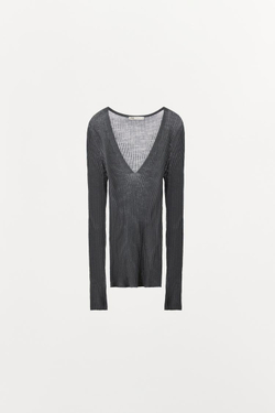 ZARA ТОП В РУБЧИК ИЗ 100% ШЕРСТИ, СЕРЫЙ