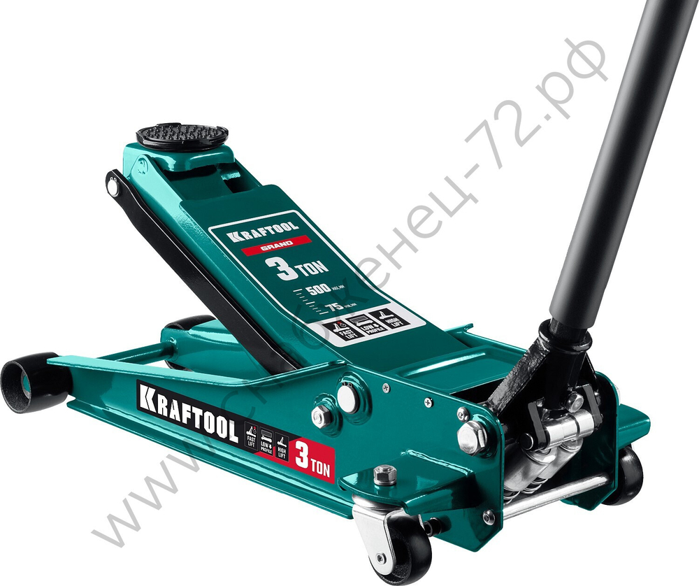 KRAFTOOL GRAND, 3 т, 75 - 500 мм, универсальный подкатной домкрат для СТО (43451-3)