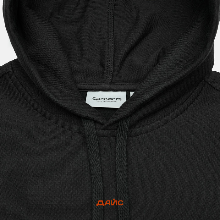 Толстовка мужская Carhartt WIP Hooded American Script артикул:I028279_black - купить в магазине Дайс