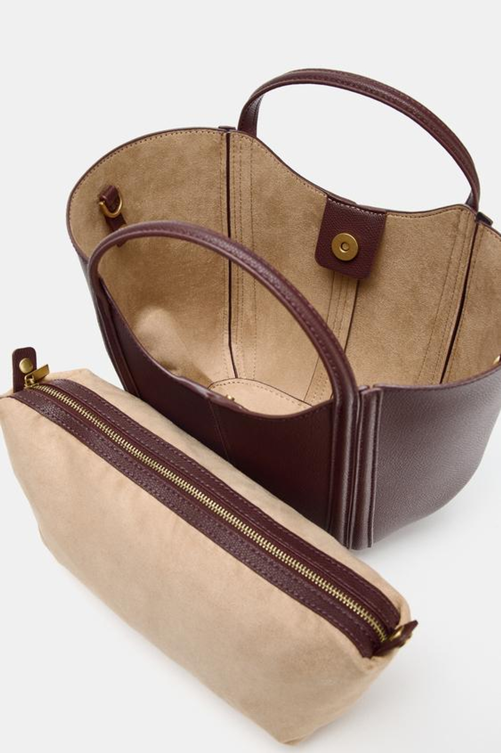 ZARA НЕБОЛЬШАЯ СУМКА С ДЕКОРАТИВНОЙ СТРОЧКОЙ, БОРДОВО-КРАСНЫЙ